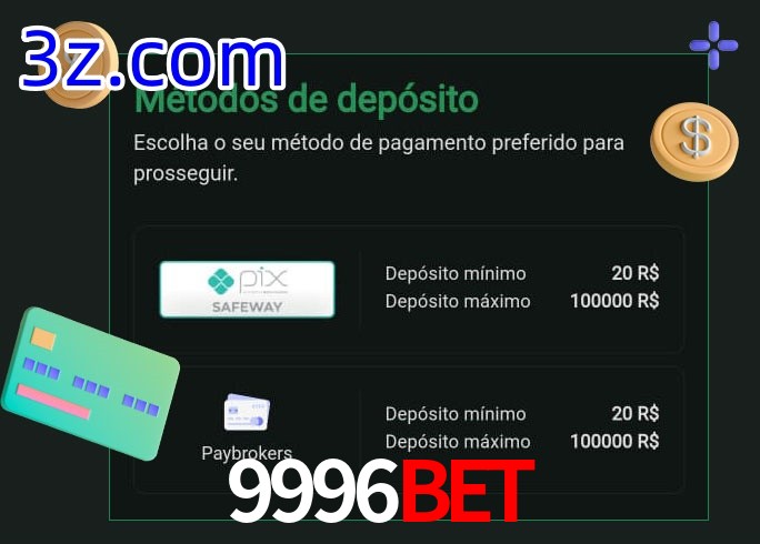 O cassino 9996BET oferece uma grande variedade de métodos de pagamento